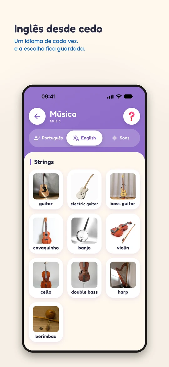 Tema Música em inglês: os instrumentos com o nome em inglês